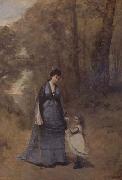 Jean Baptiste Camille  Corot Madame Stumpf et sa fille (mk11) china oil painting reproduction